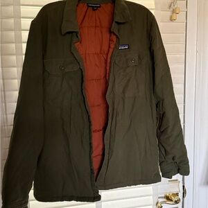 Patagonia Olive Green Jacket with Rust Orange Lining